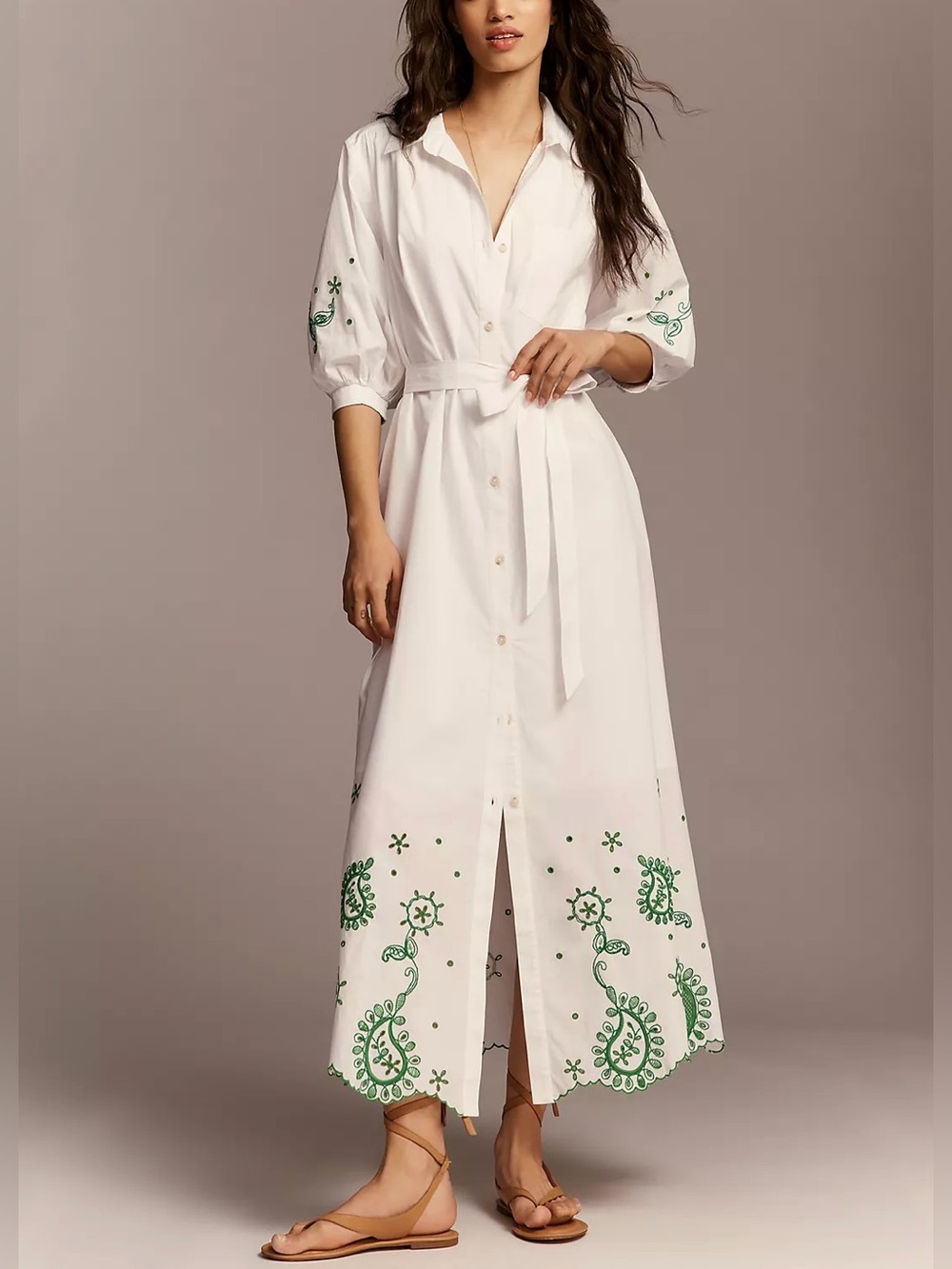 NWT Size XS - Maeve Mona Eyelet Maxi Shirtdress 100% Cotton w Pockets! (US$ 248)